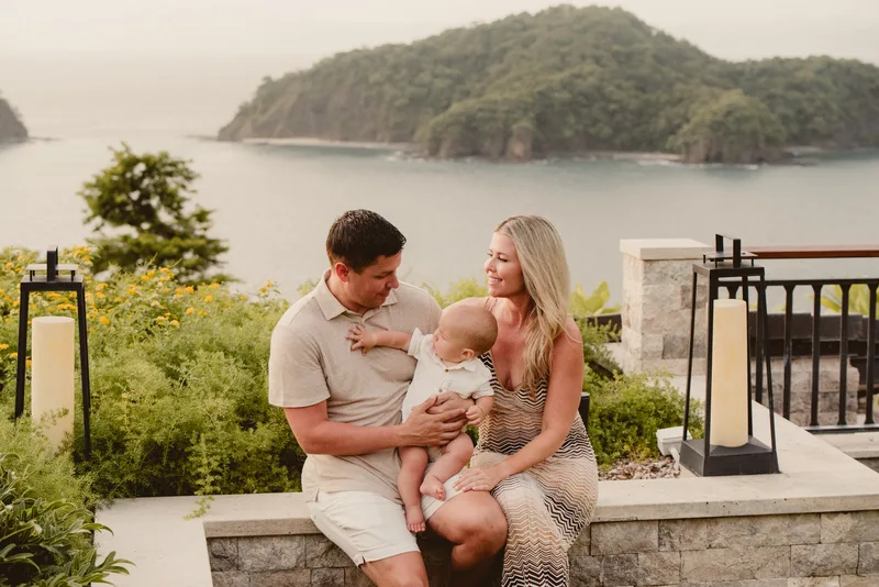 Family photography session at golden hour in Costa Rica