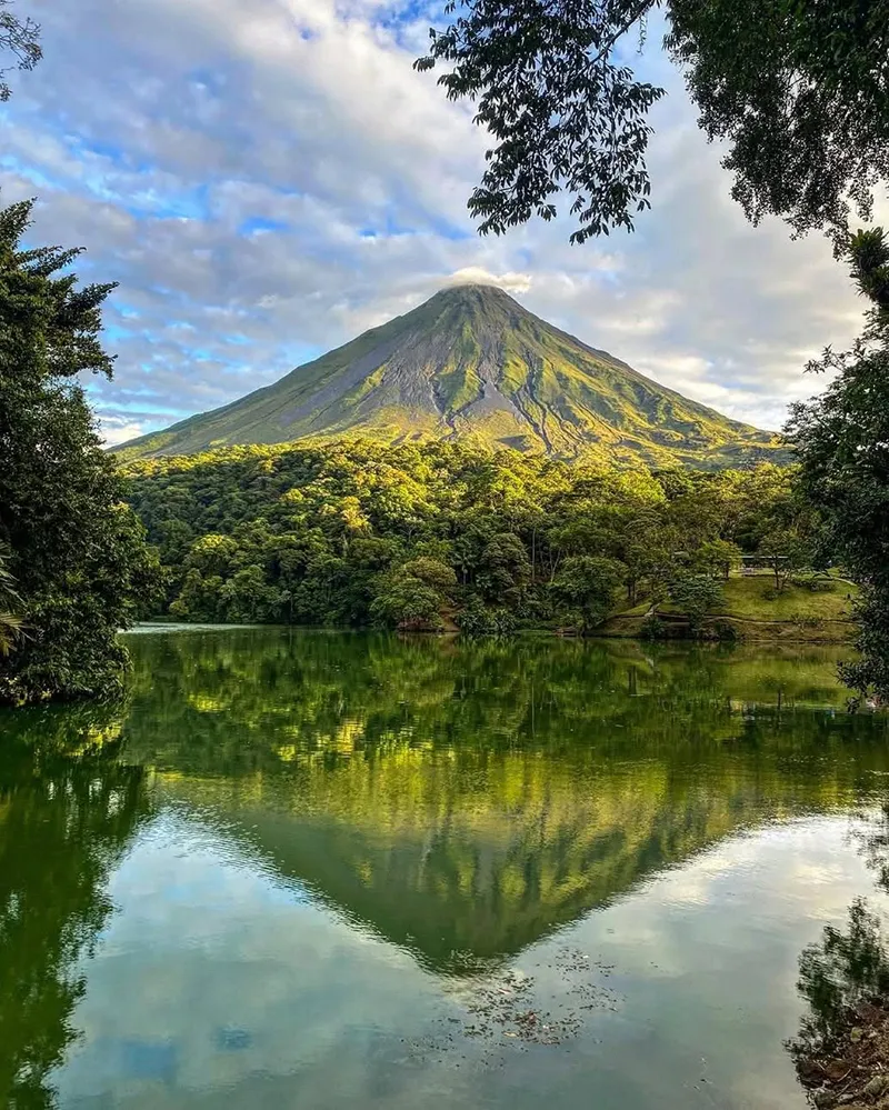 Arenal Volcano Lagoon View, La Fortuna Arenal Volcano reflected in a lagoon at Arenal 1968 Natural Park, La Fortuna, Costa Rica