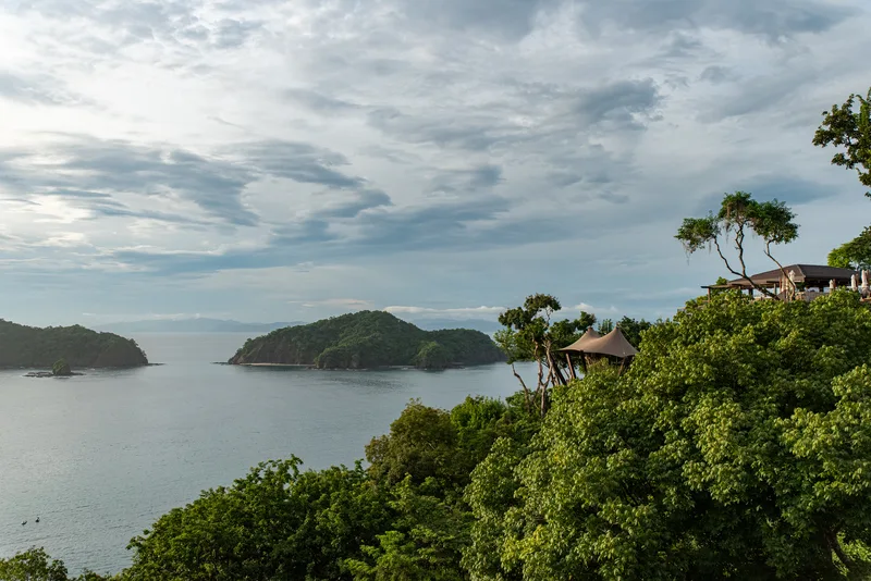 Ocean view of Culebra Bay and its islands from the hillside at Nekajui Ritz-Carlton Reserve, Guanacaste