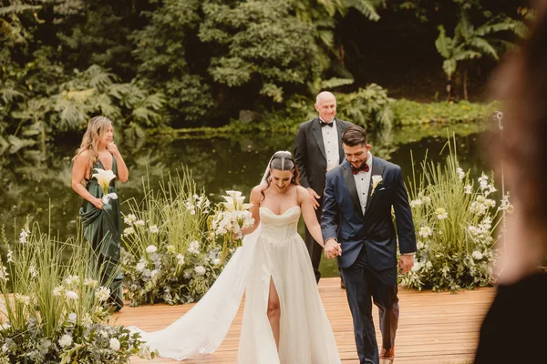 Bride and groom with their witnesses after signing their marriage in Costa Rica